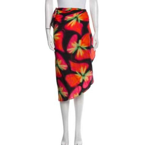Louisa Ballou NEW Silk Cotton Midi Wrap Skirt Swim Coverup One Size Fits Most - Picture 9 of 9